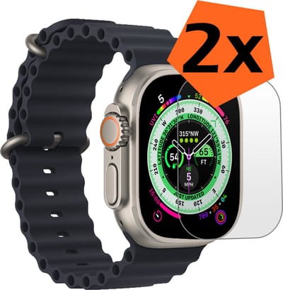 Screenprotector Geschikt voor Apple Watch Ultra 2 Screenprotector Bescherm Glas - Screen Protector Geschikt voor Apple Watch Ultra 2 (49 mm) Screenprotector Tempered Glass - 2 PACK