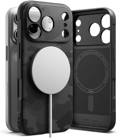 Ringke Onyx Magnetic | Hoesje Geschikt voor Apple iPhone 17 Pro | Compatibel met MagSafe / Qi2 | Back Cover Flexibel TPU | Camo Zwart