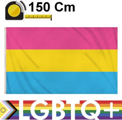 Henbrandt - Panseksuele Trots Vlag - Gay Pride Vlag van Polyester - Pansexual - Afm 150 x 90 Cm - Met Dubbel Gestikte Naden en Metalen Oogjes - Pride Vlag - Vlaggen - Flag - LGBTQ - Polyester