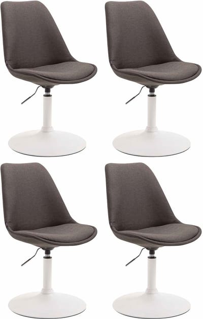 CLP Maverick Set van 4 Eetkamerstoelen - Stof donkergrijs wit