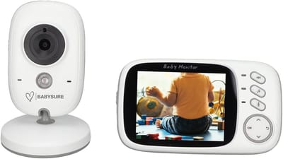 BabySure Babyfoon met Camera – 3.2” Scherm – Automatisch Nachtzicht 5m – Terugspreekfunctie – Energiebesparing – 8 Ingebouwde Slaapliedjes – Zonder WiFi