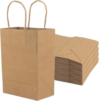 40 Stuks Bruine Kraftpapieren Zakken met Gedraaide Handgrepen voor Geschenken, Feesten en Bruiloften - 15 x 8 x 21 cm