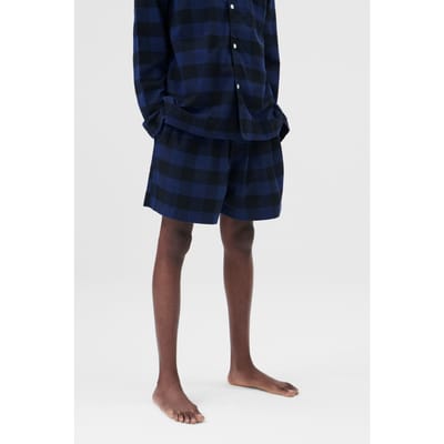 Tekla Unisex Flannel, Pyjamas Shorts Blue Gingham Größe: XS | Nachtwäsche Outlet | Unisex | Blau