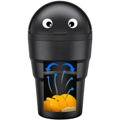 Auto Afvalbeker Universeel Lekvrij Mini Afvalbakje Voor Auto Afvalbak Voertuig Bakje Vuilnisbak Met Deksel Geurloos Bakje Gebruik In Auto 9.4*9.4*16.9cm zwart
