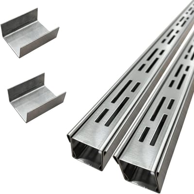 Afvoergoot RVS - Lineair kanaal Terrasgoot - Waterafvoer Terras - Plat Profiel - 200 cm Lengte - Zilver