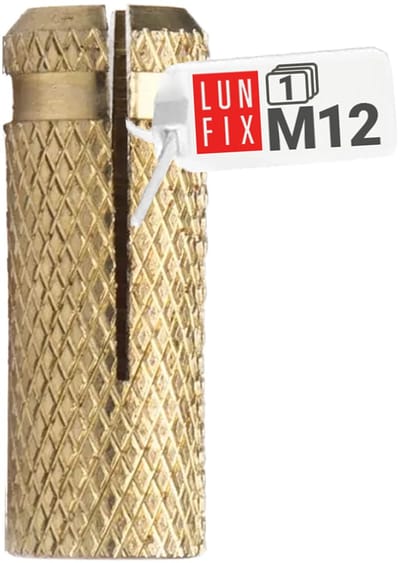 LUN FIX - Muuranker 12mm - 1 stuk - Messingplug - Inslaganker - Spreidbus