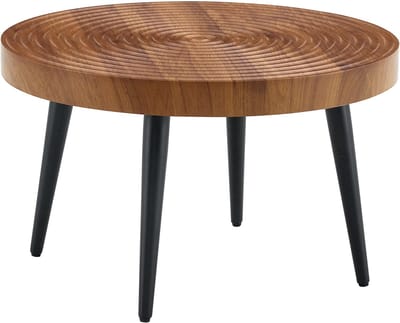 Ronde Salontafel Walnoot - 60 cm - Zwarte Metalen Poten - Woonkamer & Kleine Ruimtes