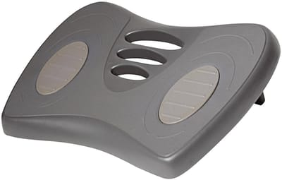 Famanu - voetensteun, functioneel, in hoogte verstelbaar 10°-15°-20° en antislip oppervlak 42 x 32 cm, zwart, grijs