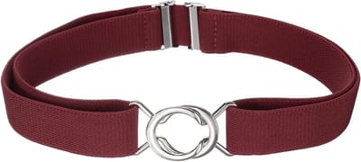 Elastische Riem voor Dames, Naadloze Platte Gesp, Ideaal voor Pakken, Jeans en Casual Broeken in Bourgondië