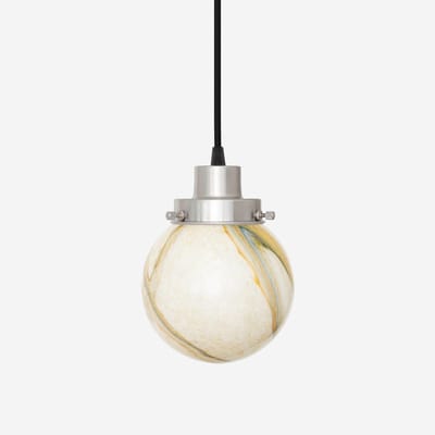 Hanglamp aan snoer Marmer Bol 20's Matnikkel - Art Deco Trade