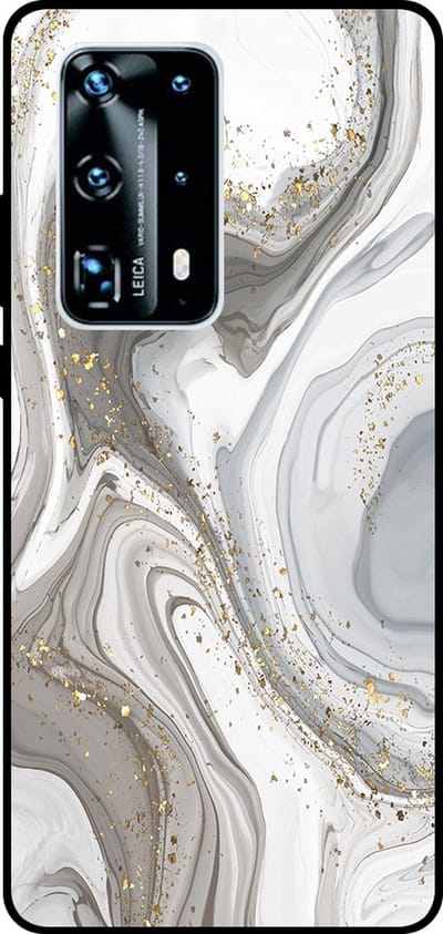 Smartphonica Telefoonhoesje Geschikt voor Huawei P40 Pro Plus met marmer opdruk - TPU backcover case marble design - Zilver geschikt voor Huawei P40 Pro Plus