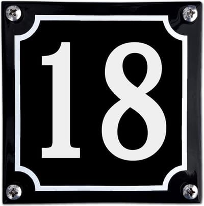 Zwart emaille huisnummer  - 18
