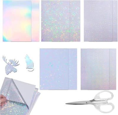 Holografisch Stickervel A4 - 10 Stuks - Zelfklevend, Glanzend, Creatief voor Scrapbooking en DIY Decoratie
