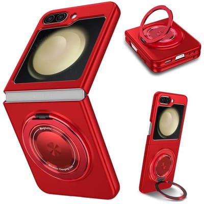 Telefoonhoesje met 360° magnetische ring en standaard voor Samsung Galaxy Z Flip 6 5 4 3 Flip5 Flip4 Flip6, harde beschermhoes For Galaxy Z Flip6