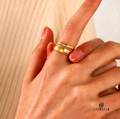 Leerella Verstelbare RVS Ring – Elegante GoudKleurig- Damesring voor Elke Gelegenheid
