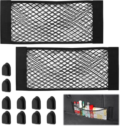 Famanu - Auto mesh organizer set van 2 zelfklevend opbergnet 25 x 60 cm