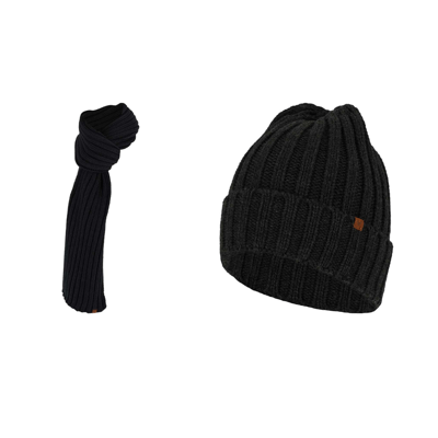 Grofgebreide sjaal + muts heren - Fashion - One size - Marine blauw / One size
