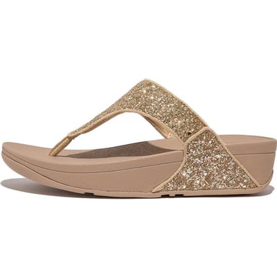 FitFlop - Maat 39 Lulu Glitter Toe-Thongs PU Glitter -Slippers - BEIGE