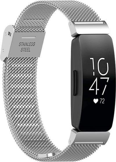 By Qubix - Compatible Fitbit bandje - Geschikt voor fitbit Inspire 3 - Milanese band met klemsluiting - Zilver