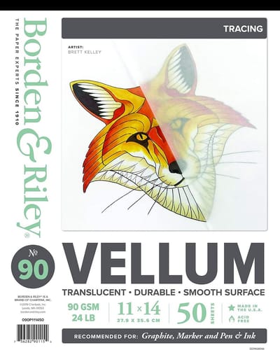 Semi-Transparant Vellum Tekenpapier Blok - 11x14 Inch - 50 Vellen - 55 Lb Gewicht