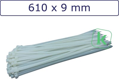 PRO-TIE® - Tyraps, kabelbinders 610 x 9 mm Wit naturel (Zak 100 stuks) (tiewrap/tyrap/tie-wrap/bundelbandje/colsonbandje/)