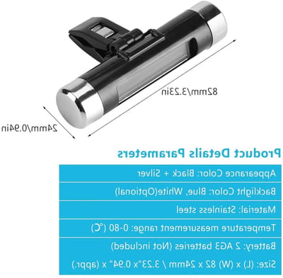 Digitale Auto Klok - LCD Thermometer - Temperatuur Meten - Blauwe LED Verlichting - 82 x 24 cm - Zwart Zilver