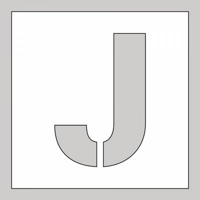 Spuitsjabloon letter J - dibond 500 x 500 mm