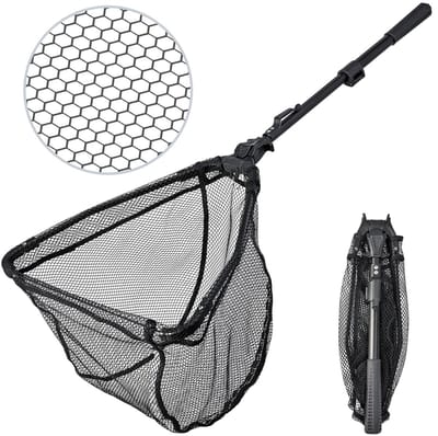 Dailygoods- Schepnet 90 cm - Opvouwbaar - Telescopisch - Rubber coating - Antislipgreep - Duurzaam nylon en aluminiumlegering - Visschepnet