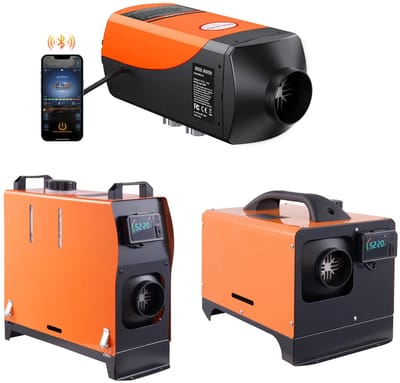 DIMICO - Kachelventilator - 12V - Kachel elektrisch - Elektrische - Oranje - Heater - Verwarming - Diesel - Alles-in-één