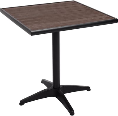 Tuintafel MCW-J95, balkontafel bistrotafel, gastronomie outdoor coating aluminium hout look ~ zwart, donkerbruin
