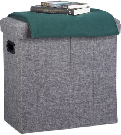 Poef met opbergruimte - opvouwbaar - 50 liter - stof - donkergrijs