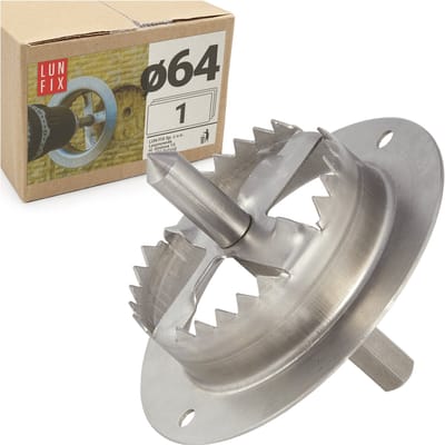 LUN FIX - Boorkroon - Ø64 mm - Ø95 mm diepte-aanslag - Geharde staal - Minerale wol