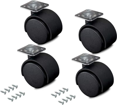 Set van 4 Zwenkwielen 40 mm met Draaiplateau