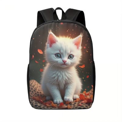 Katten Rugzak | Kittenpatroon Rugtas | Witte Kitten Rugzak | Baby Kat Rugzak | Schattige Rugzak | Dieren Rugzak | Rugzak Meisjes | Rugzak Jongens | Mooie rugzakken met Kittens | 20 liter | Kinder Rugzak