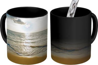 Magische Mok - Foto op Warmte Mokken - Koffiemok - Zee - Zomer - Strand - Magic Mok - Beker - 350 ML - Theemok