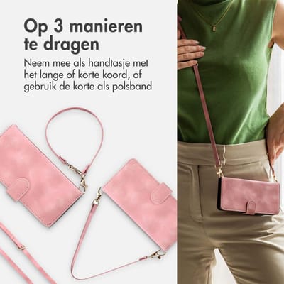 imoshion Hoesje - Geschikt voor Apple iPhone 16 - Bookcase met koord - Roze