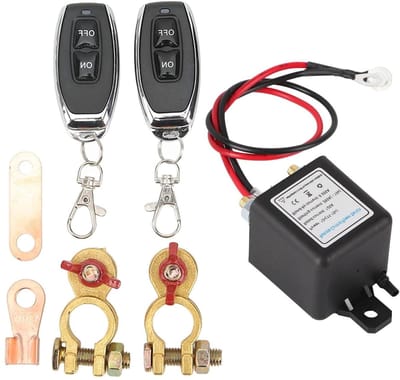 Allecto Plus - Accu scheidingsschakelaar met afstandsbediening voor auto - 12V 200A - Stroomonderbreker met koperen klemmen | Voertuig batterij kill switch met afstandsbediening | Verbeterde auto kill switch met afstandsbediening.