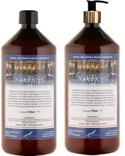 Bodylotion Hammam Herbal 1 Liter - met gouden pomp - set van 2 stuks