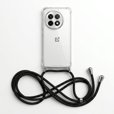 Geschikt voor OnePlus 13 Hoesje met Koord - Transparant - Verstelbaar Nekkoord - Schokbestendig - Zwart