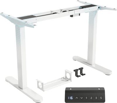 Elektrisch bureau onderstel wit - In hoogte verstelbaar frame met dubbele motor en geheugenfunctie - Voor kantoor en thuiswerkplek - Wit