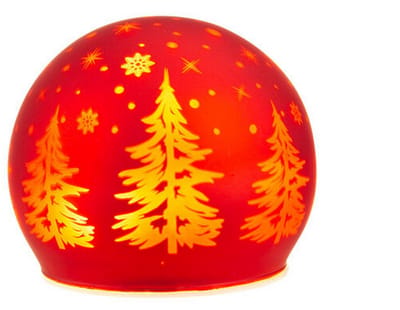 Kerstlampje bal - rood - glas - dia.10cm