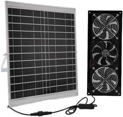 Zonnepaneel Ventilator - Lucht Circulatie - Kleine Ruimtes Ventileren - IP67 Weerbestendig - 25W Paneel - Zwart