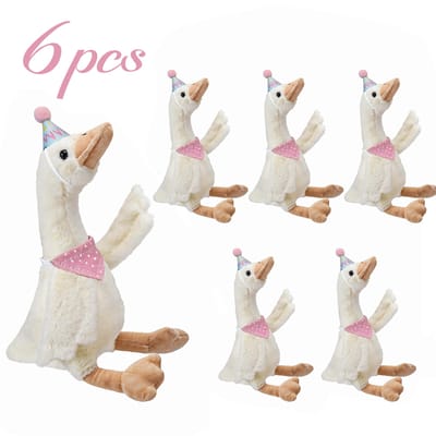 6-24 Stuks 40 cm Ganzen Knuffeldier met Hoedje Slabje Eén Gekke Gans Verjaardagscadeau voor Kinderen Babyborrel Ganzen Pluche Feestdecoratie