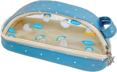 Etui met Grote Capaciteit - Pennenhouder Organizer - Schoolbenodigdheden Opbergen - Dubbellaags Transparant - 225 x 105 mm - Blauw