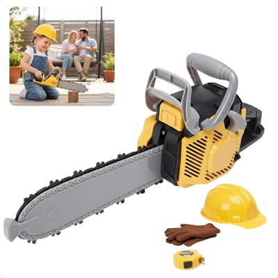 Cheqo® Speelgoed Kettingzaag - Met Licht En Geluid - Werkt Op Batterijen - ABS Materiaal - Speelgoed Gereedschap - Rollenspel Accessoires - Cadeau Voor Kinderen - Speelgoed Zaag - Kettingzaag Speelgoed