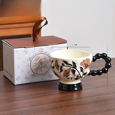 Tasse à café rétro Tasse médiévale Haut de gamme et luxueuse Mug d'apparence élevée Tasse à thé de l'après-midi britannique en céramique 300ml