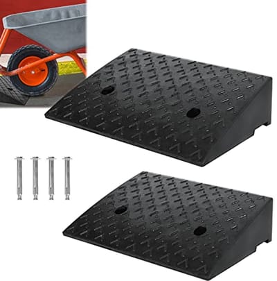 Set van 2 rubberen oprijplaten - 10,5 cm hoog - Draagbare drempelhelling voor rollator, rolstoel en voertuig