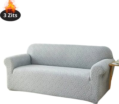 Livano Bankhoes - Bankbeschermer - Stretch - Sofa Cover - Effen - Lichtgrijs - 3 Zits