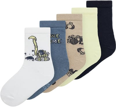 Name It Jongens Sokken NMMVAGN Print/Effen 5-Pack Multicolor - Maat 25/27