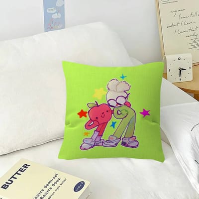 Anime Komedie Voedsel A-Appel En Ui Kussenhoes Auto Plaid Kussenhoes Voor Bank Auto Kerstcadeau 35x35cm